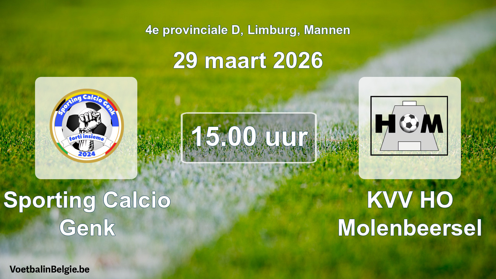 Scheduled match men football: Sporting Calcio Genk - KVV HO Molenbeersel (29 March 2026)