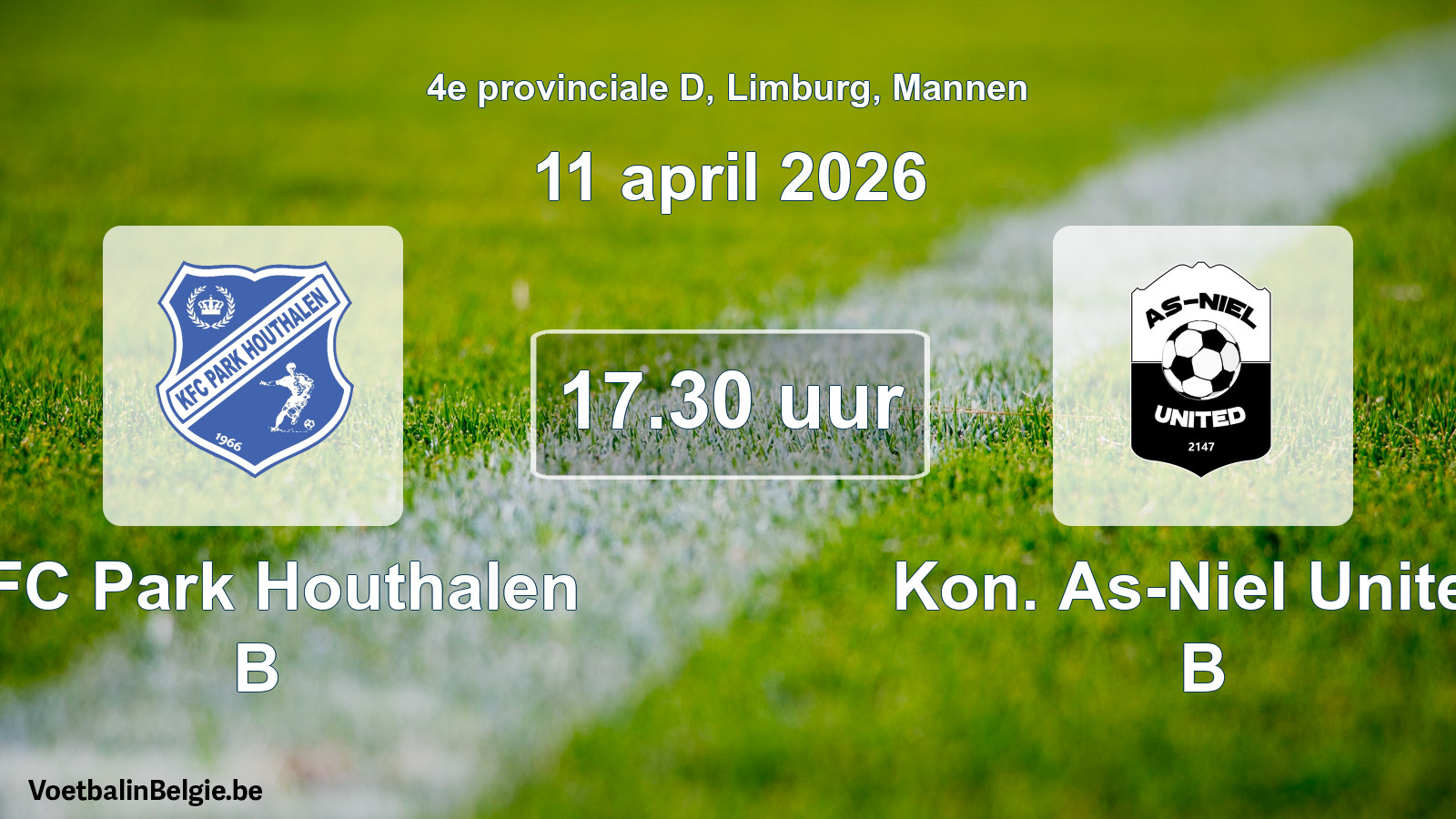 Scheduled match men football: KFC Park Houthalen B - Kon. As-Niel United B (11 April 2026)