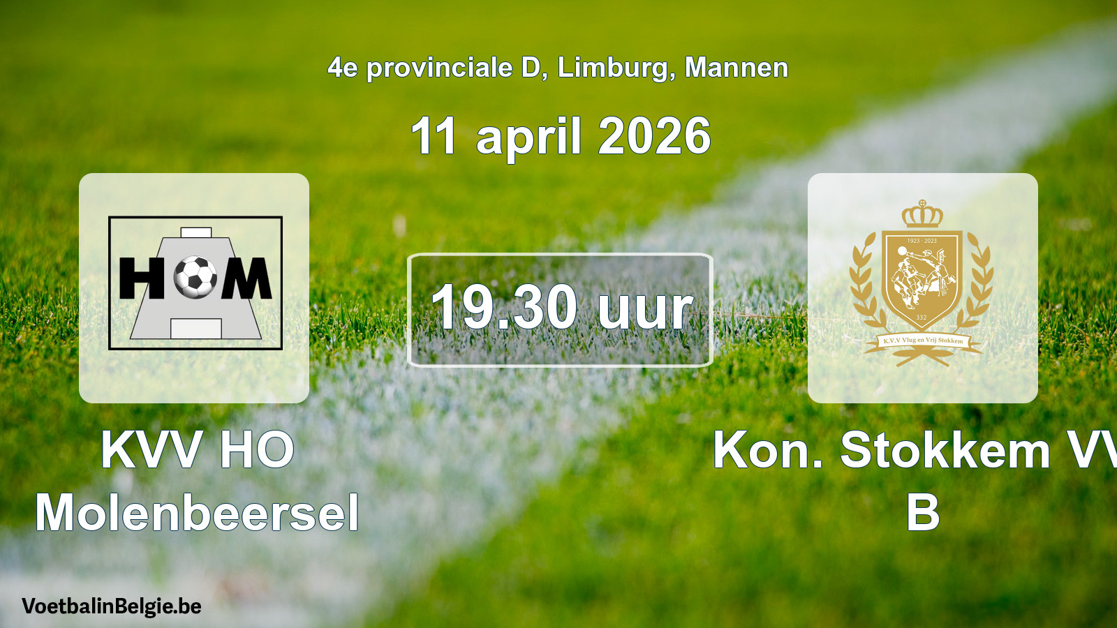 Scheduled match men football: KVV HO Molenbeersel - Kon. Stokkem VV B (11 April 2026)