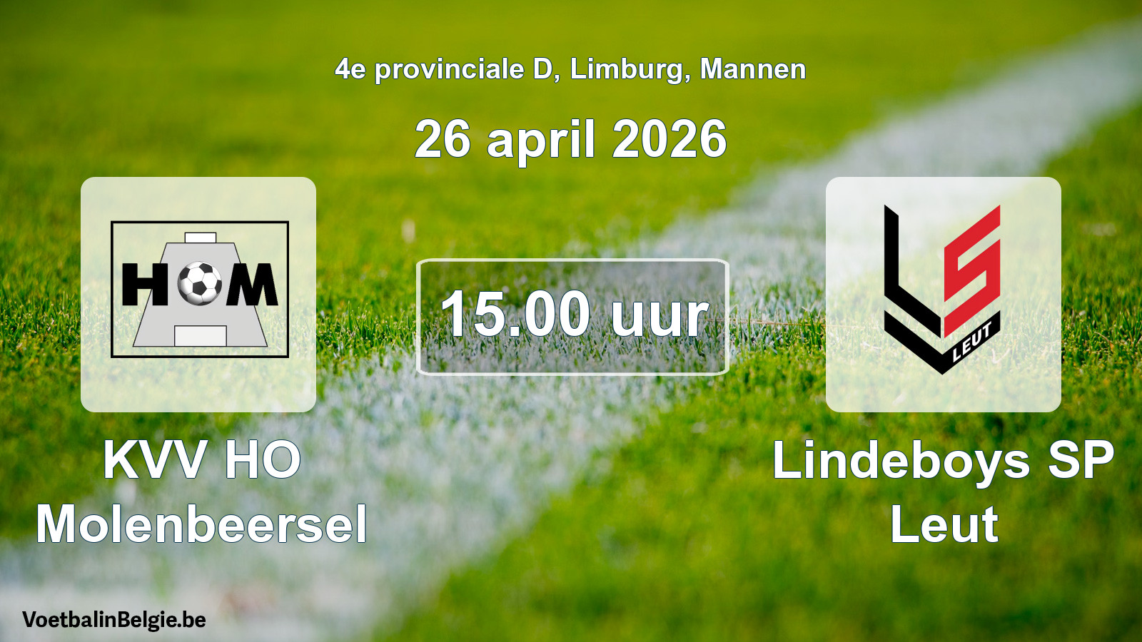 Scheduled match men football: KVV HO Molenbeersel - Lindeboys SP Leut (26 April 2026)