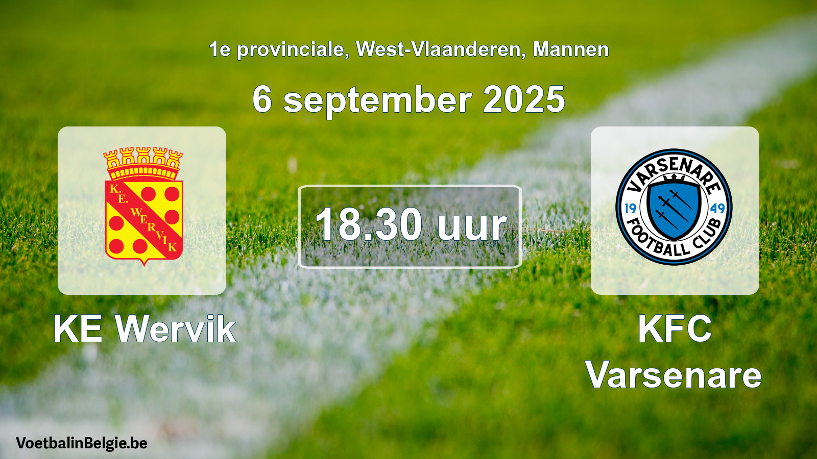 Scheduled match men football: KE Wervik - KFC Varsenare (6 September 2025)
