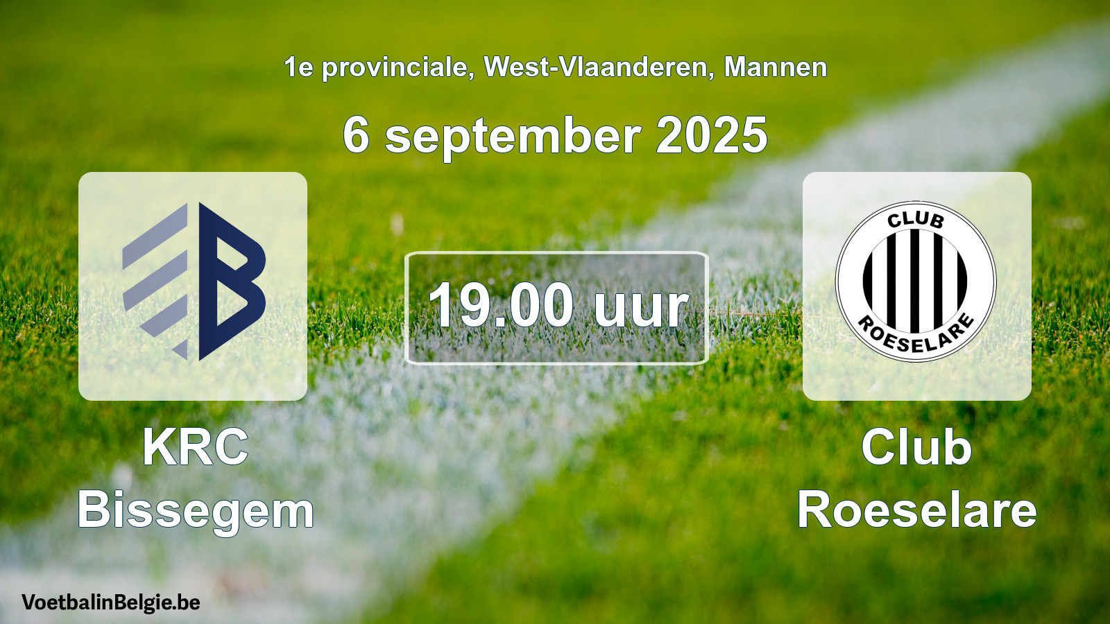 Geplande wedstrijd mannenvoetbal: KRC Bissegem - Club Roeselare (6 september 2025)