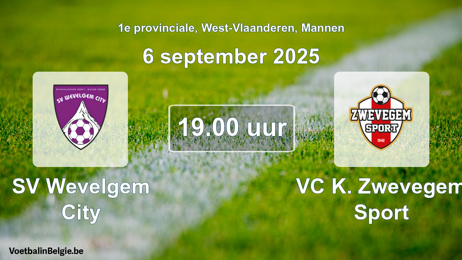 Scheduled match men football: SV Wevelgem City - VC K. Zwevegem Sport (6 September 2025)