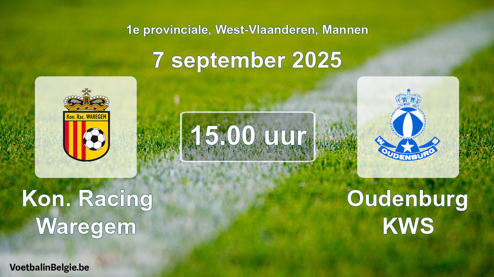 Geplantes Spiel männer-Fußball: Kon. Racing Waregem - Oudenburg KWS (7 September 2025)