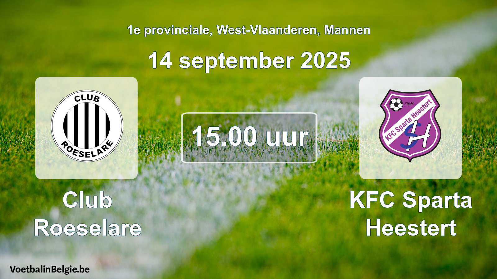 Geplande wedstrijd mannenvoetbal: Club Roeselare - KFC Sparta Heestert (14 september 2025)