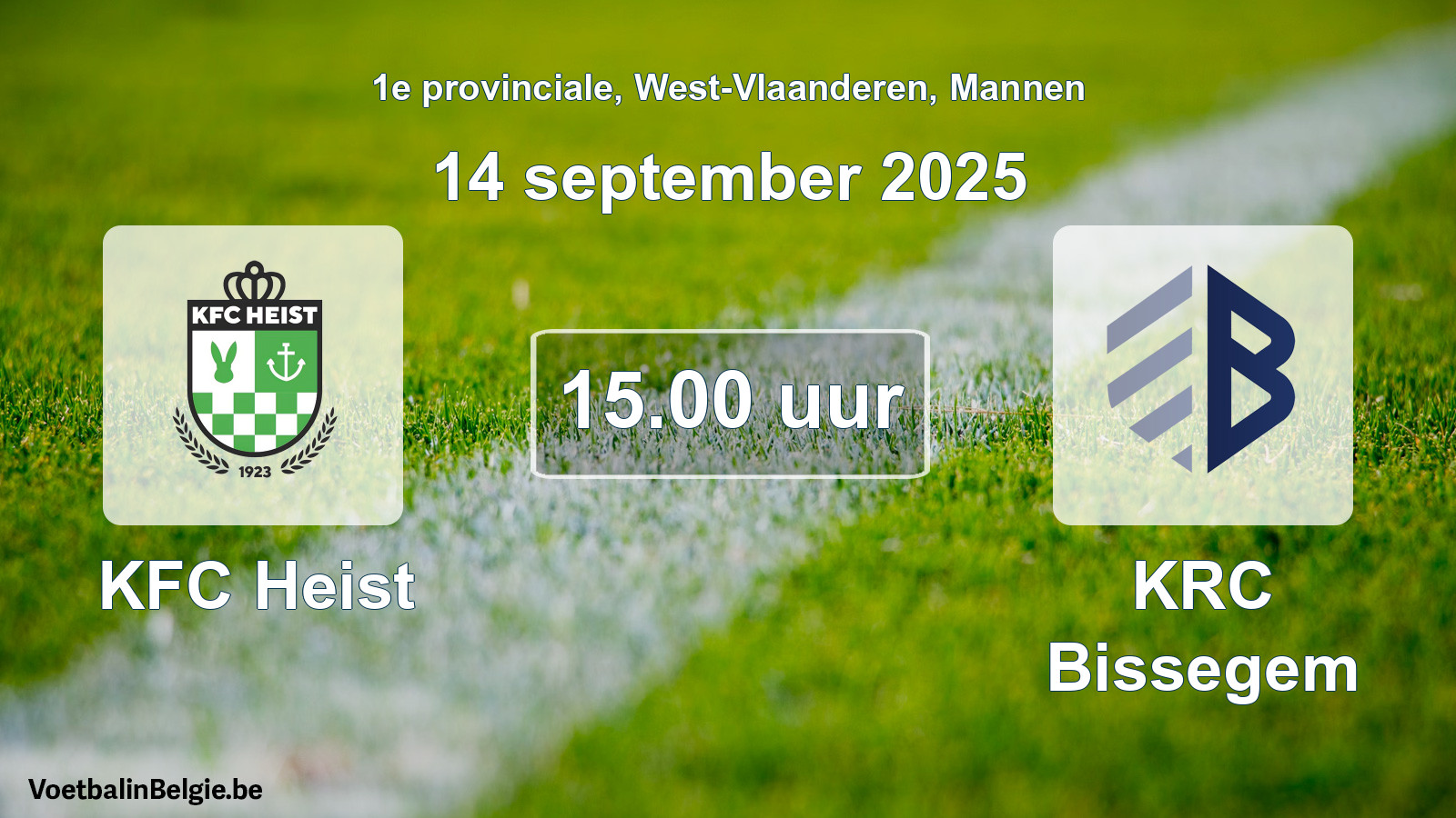 Scheduled match men football: KFC Heist - KRC Bissegem (14 September 2025)