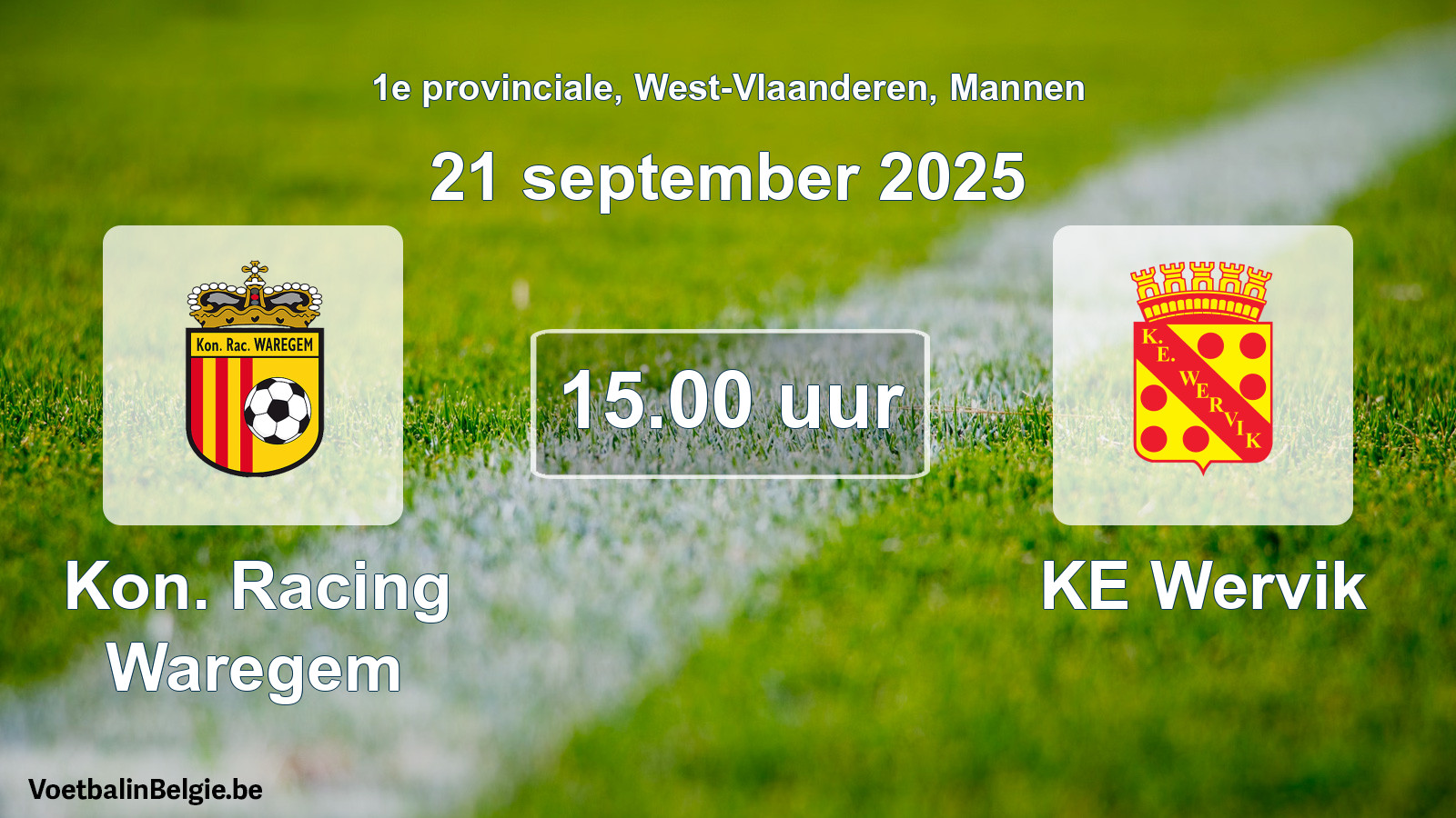 Scheduled match men football: Kon. Racing Waregem - KE Wervik (21 September 2025)