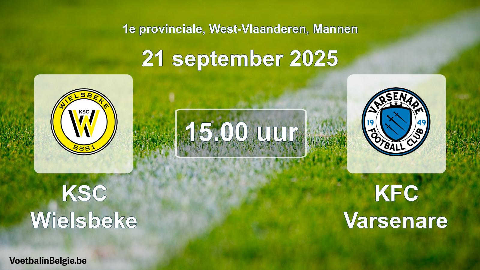 Scheduled match men football: KSC Wielsbeke - KFC Varsenare (21 September 2025)