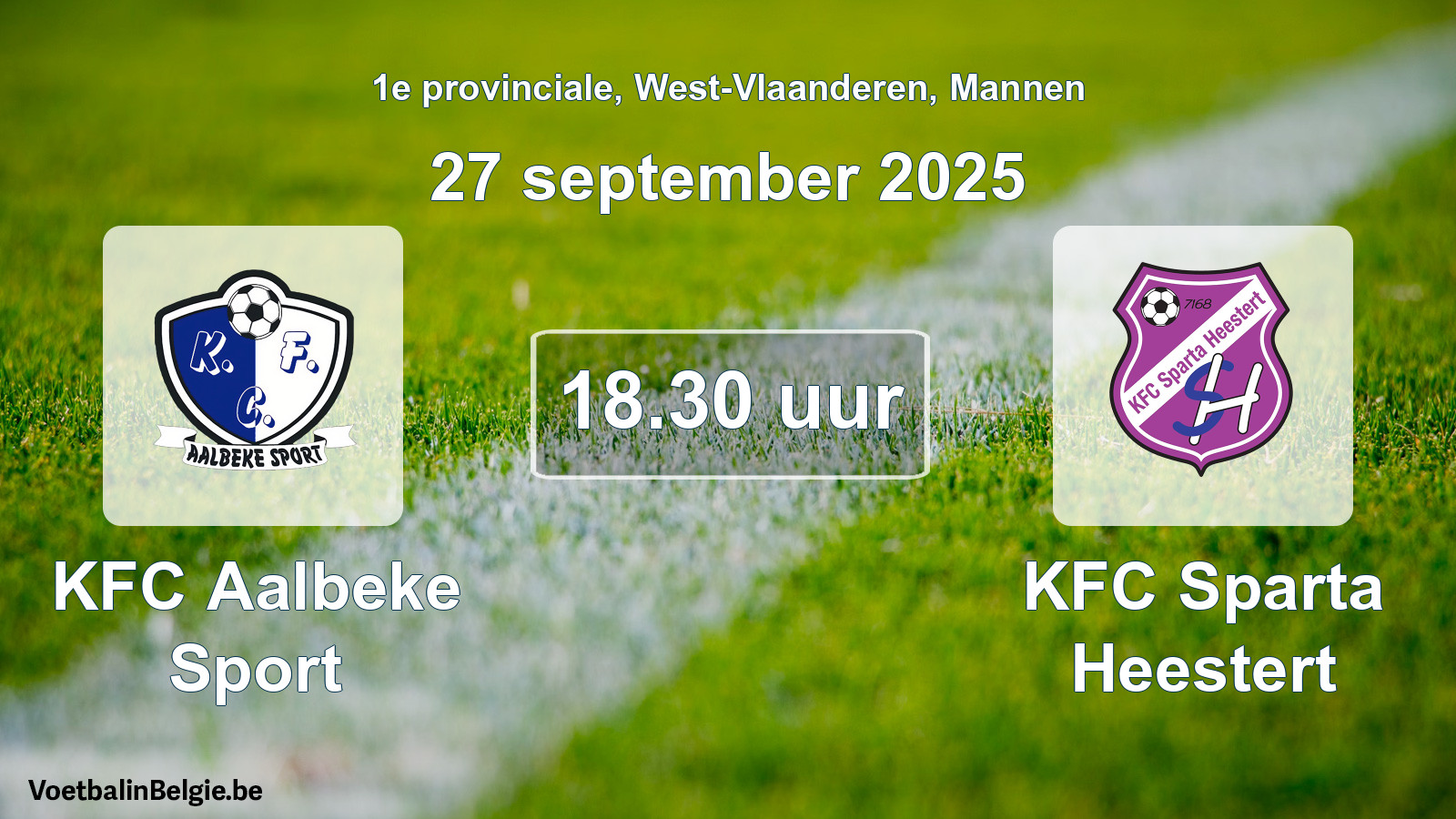 Scheduled match men football: KFC Aalbeke Sport - KFC Sparta Heestert (27 September 2025)