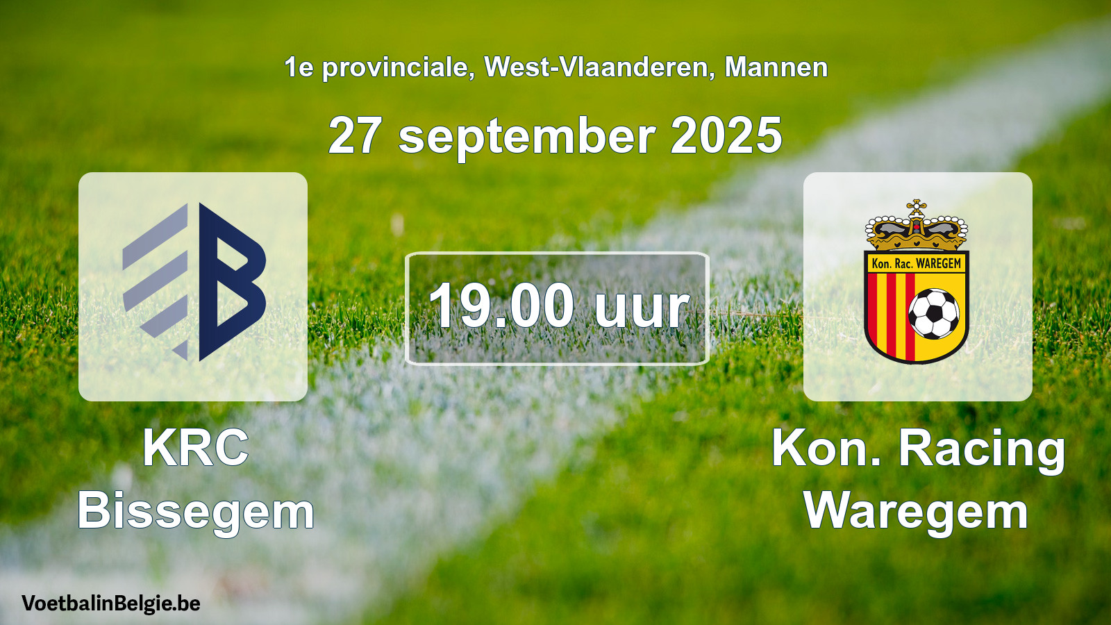 Geplantes Spiel männer-Fußball: KRC Bissegem - Kon. Racing Waregem (27 September 2025)