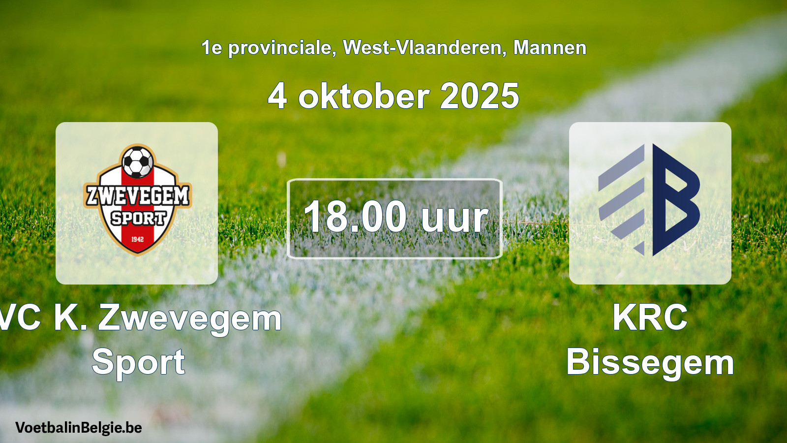 Scheduled match men football: VC K. Zwevegem Sport - KRC Bissegem (4 October 2025)
