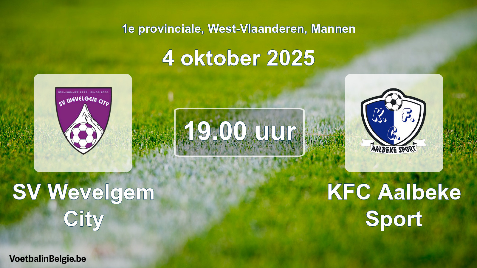 Scheduled match men football: SV Wevelgem City - KFC Aalbeke Sport (4 October 2025)