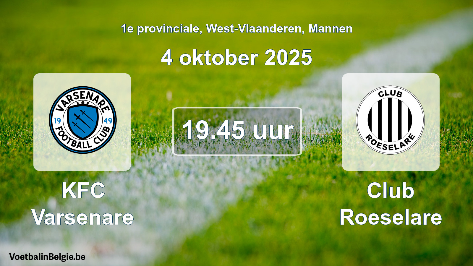 Scheduled match men football: KFC Varsenare - Club Roeselare (4 October 2025)