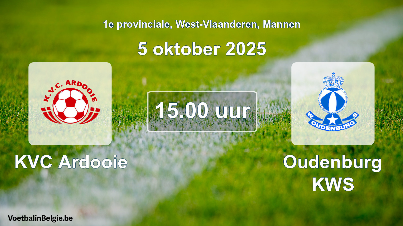 Scheduled match men football: KVC Ardooie - Oudenburg KWS (5 October 2025)
