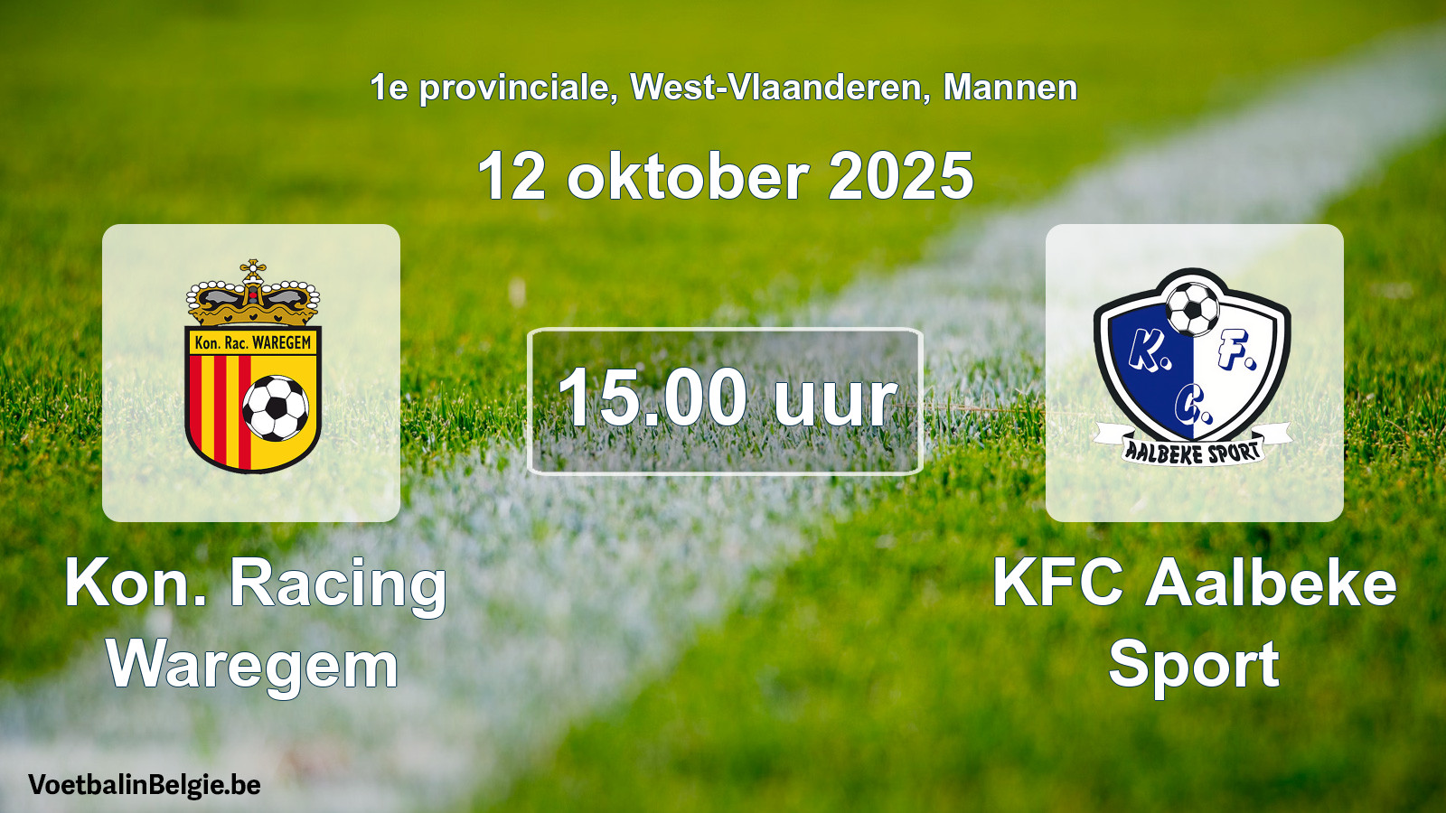 Scheduled match men football: Kon. Racing Waregem - KFC Aalbeke Sport (12 October 2025)