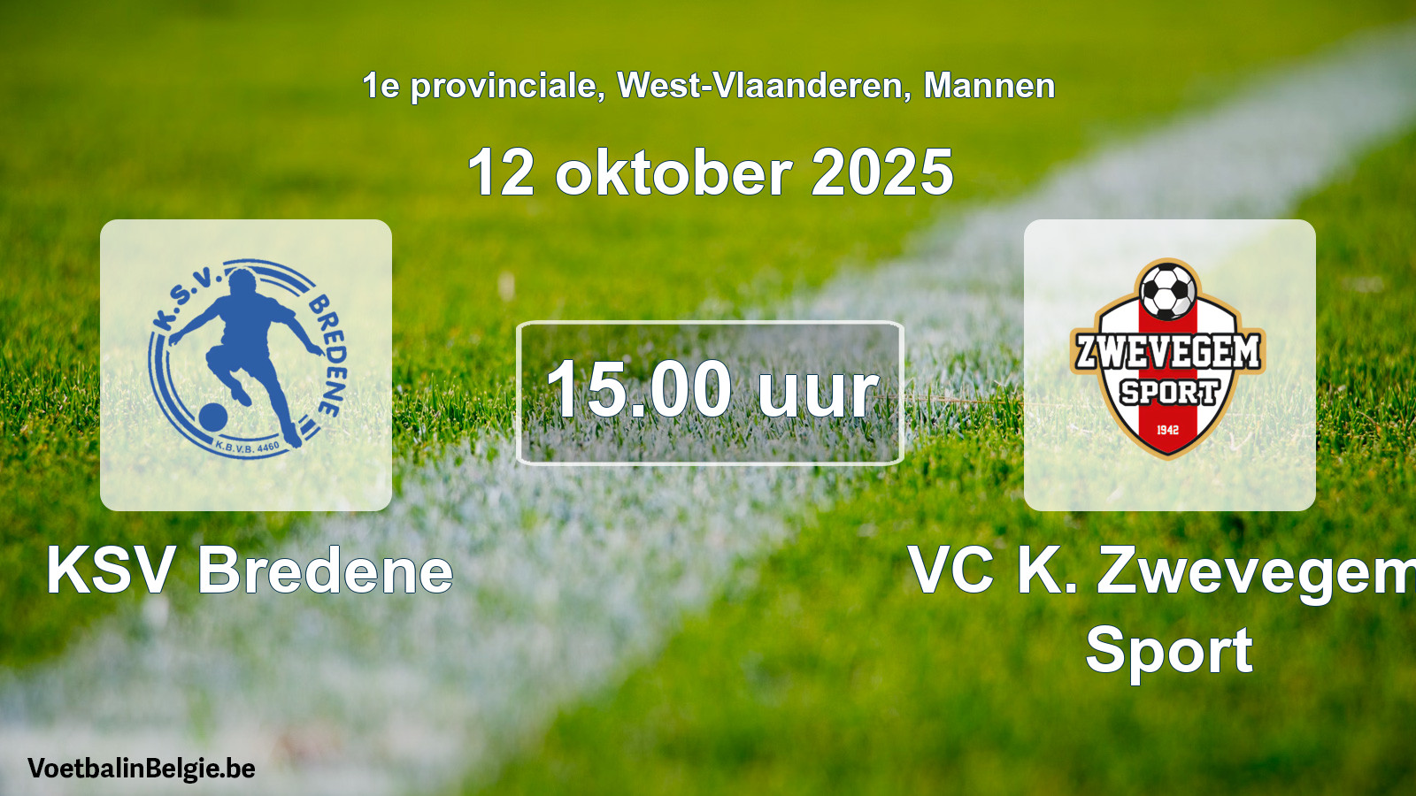 Scheduled match men football: KSV Bredene - VC K. Zwevegem Sport (12 October 2025)