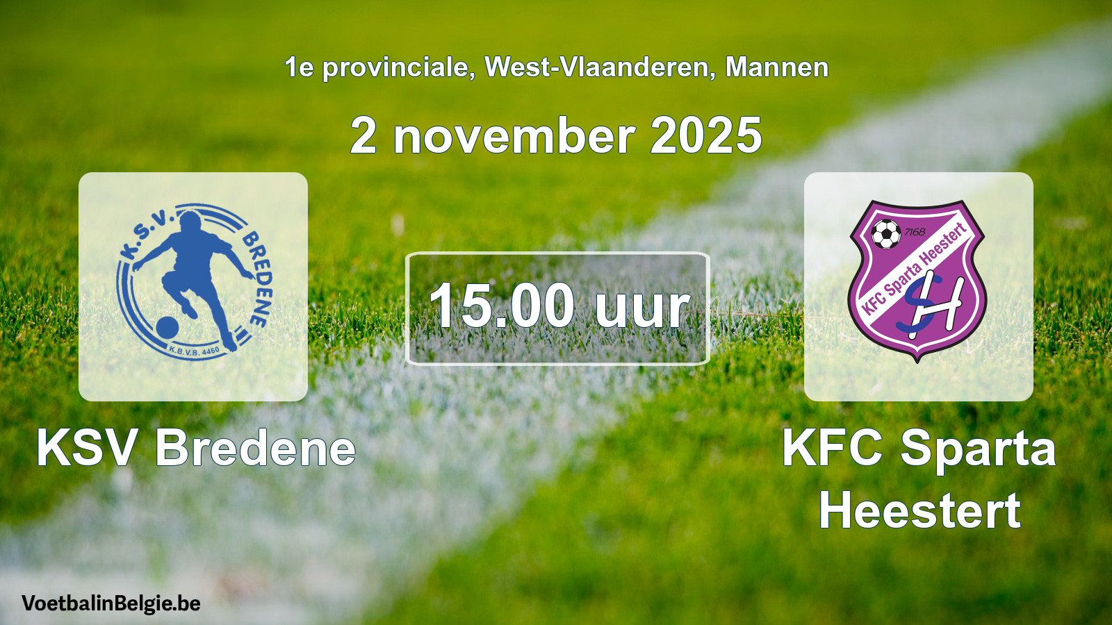 Scheduled match men football: KSV Bredene - KFC Sparta Heestert (2 November 2025)