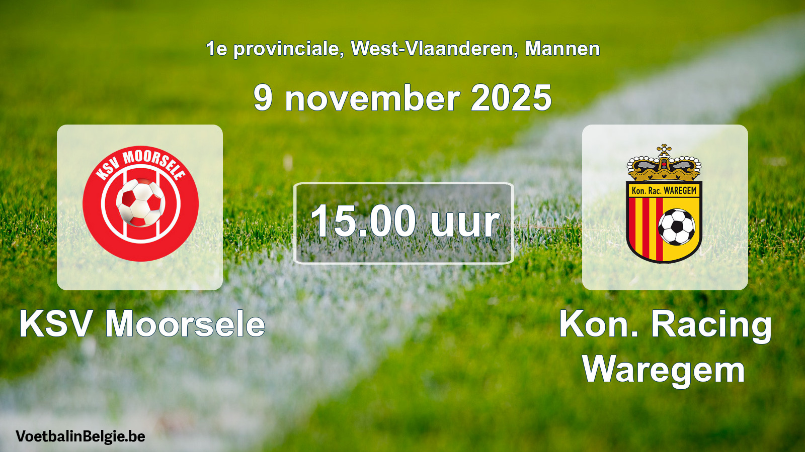 Scheduled match men football: KSV Moorsele - Kon. Racing Waregem (9 November 2025)