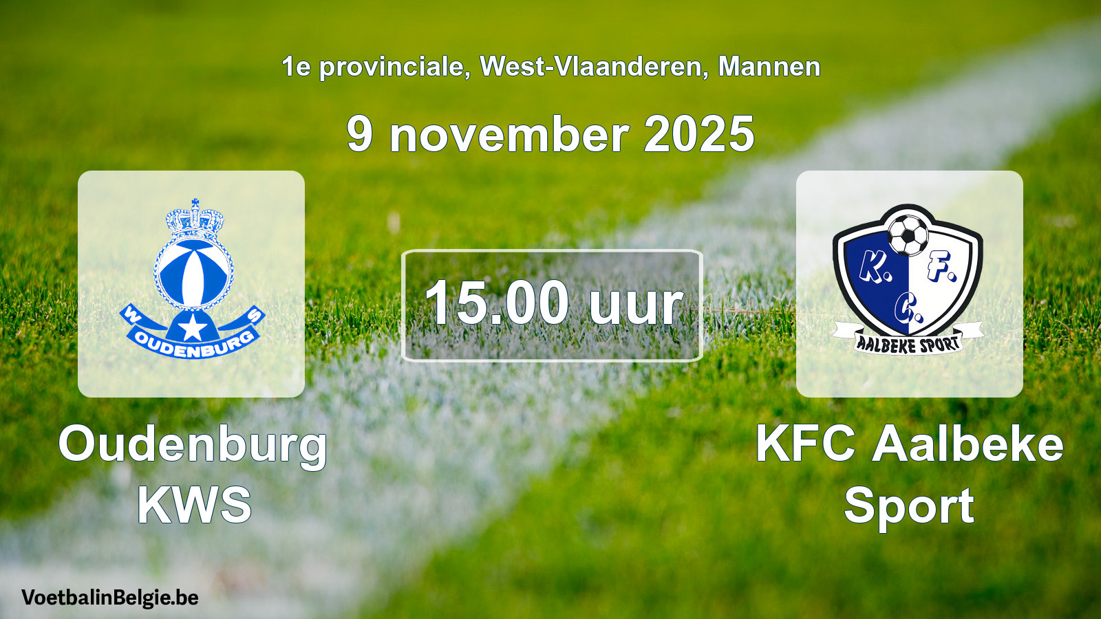 Scheduled match men football: Oudenburg KWS - KFC Aalbeke Sport (9 November 2025)