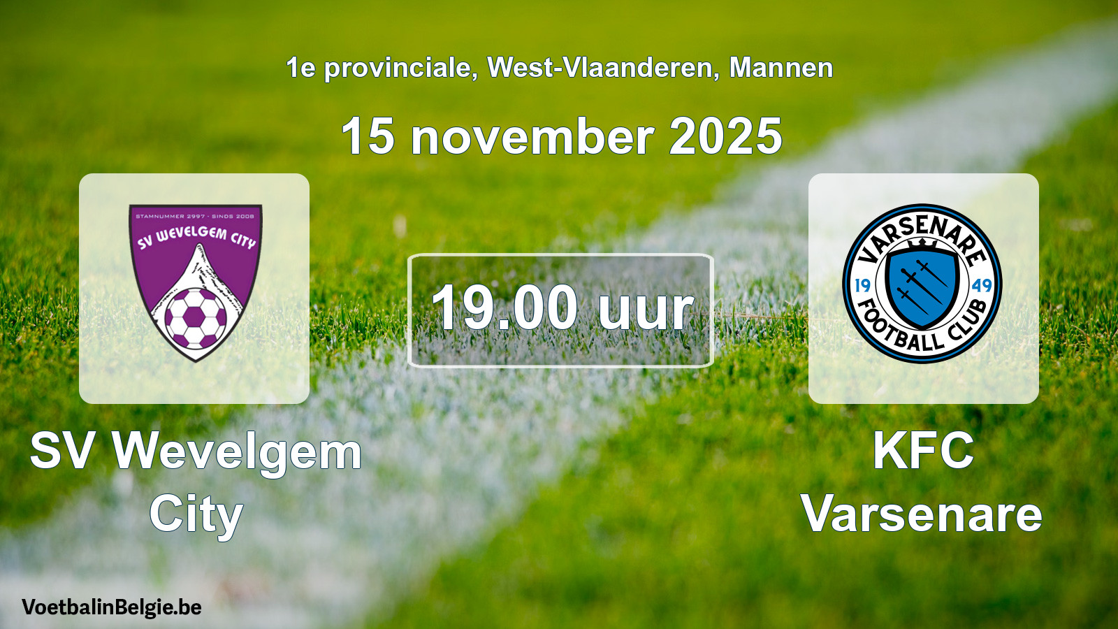 Scheduled match men football: SV Wevelgem City - KFC Varsenare (15 November 2025)