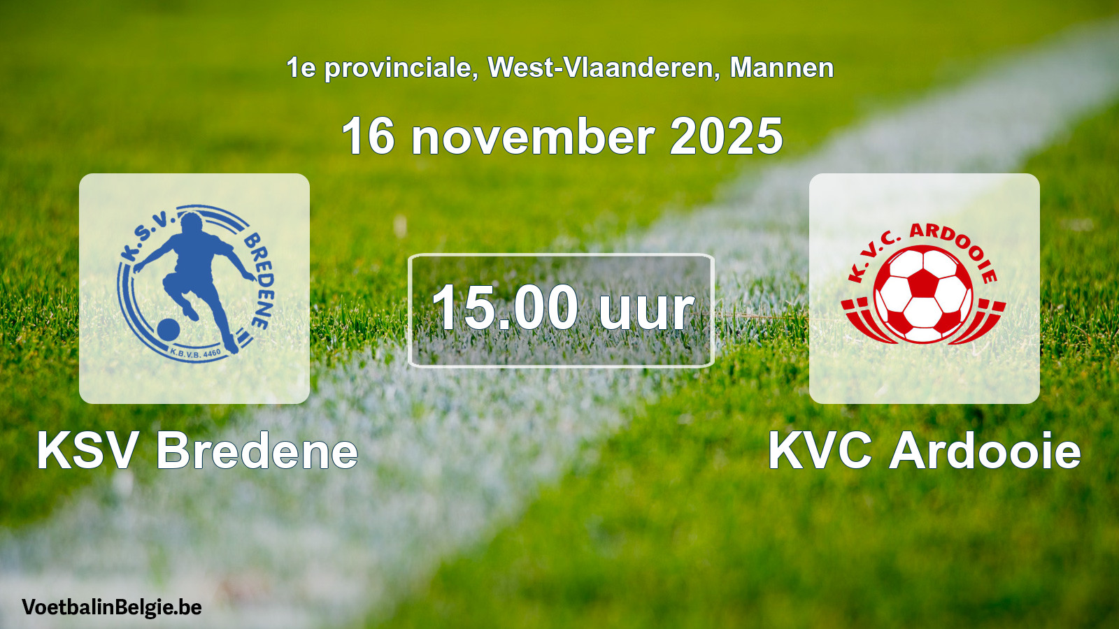 Scheduled match men football: KSV Bredene - KVC Ardooie (16 November 2025)
