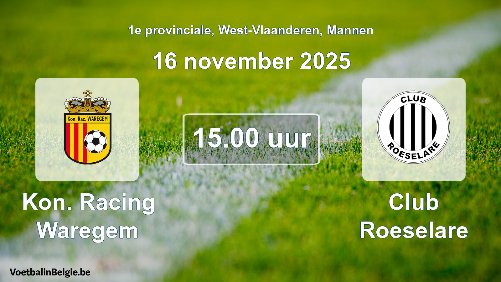 Scheduled match men football: Kon. Racing Waregem - Club Roeselare (16 November 2025)