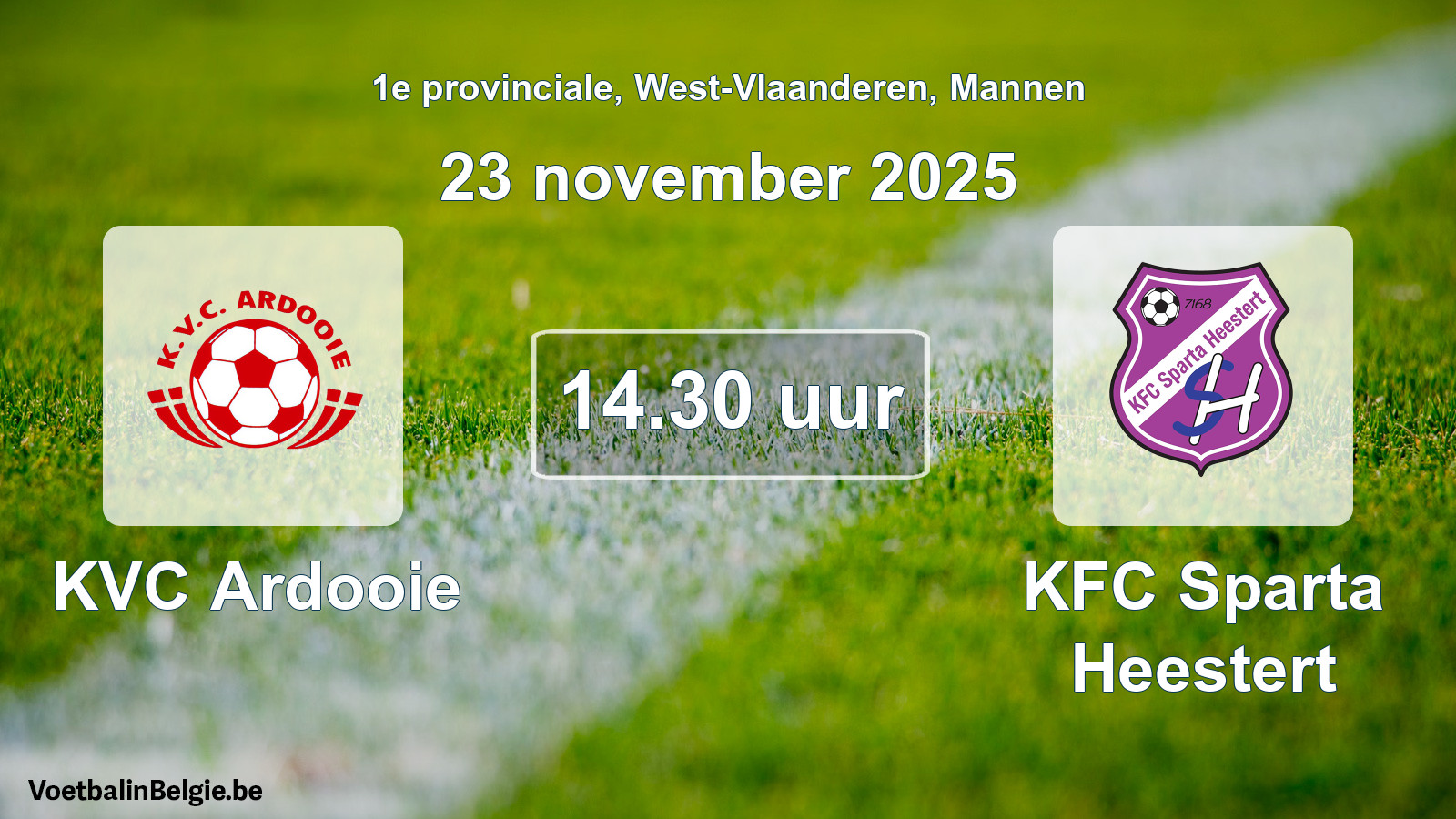 Scheduled match men football: KVC Ardooie - KFC Sparta Heestert (23 November 2025)