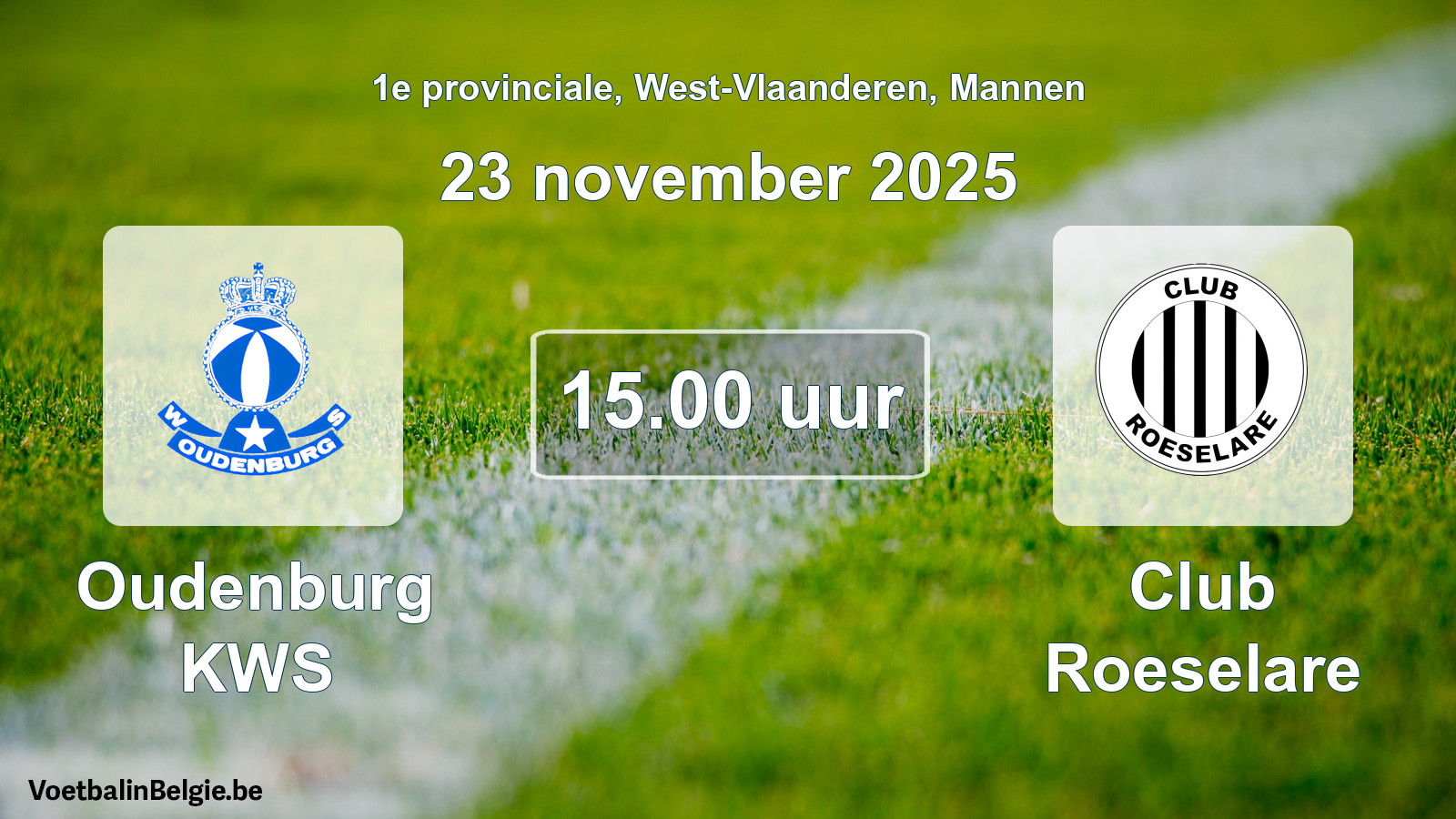 Scheduled match men football: Oudenburg KWS - Club Roeselare (23 November 2025)