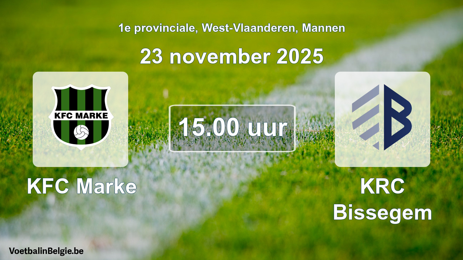 Geplande wedstrijd mannenvoetbal: KFC Marke - KRC Bissegem (23 november 2025)
