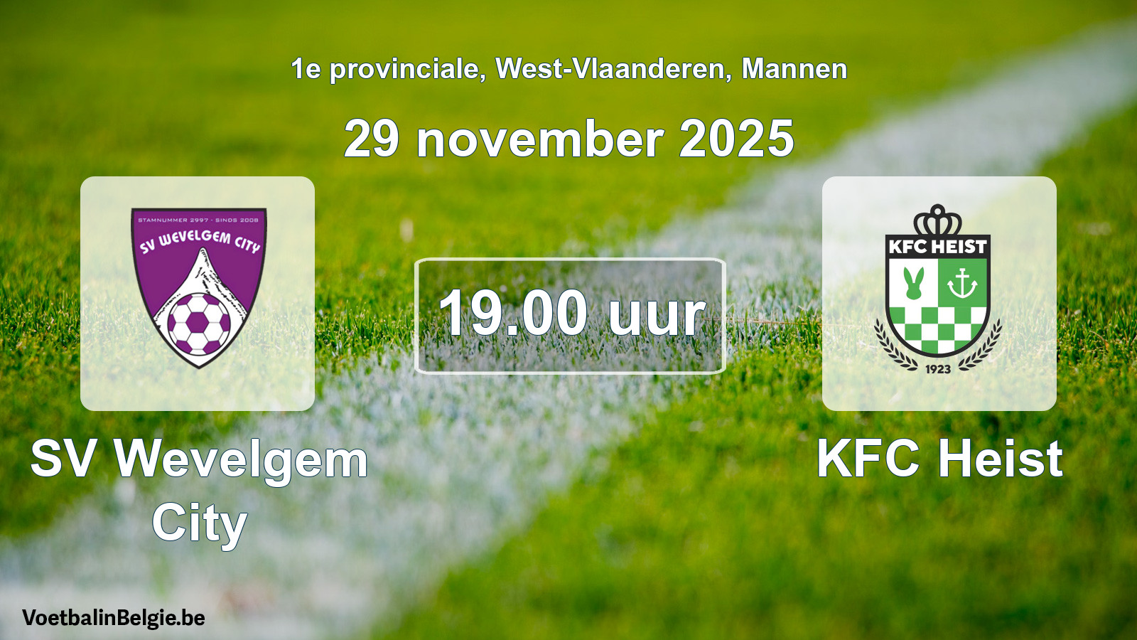 Scheduled match men football: SV Wevelgem City - KFC Heist (29 November 2025)