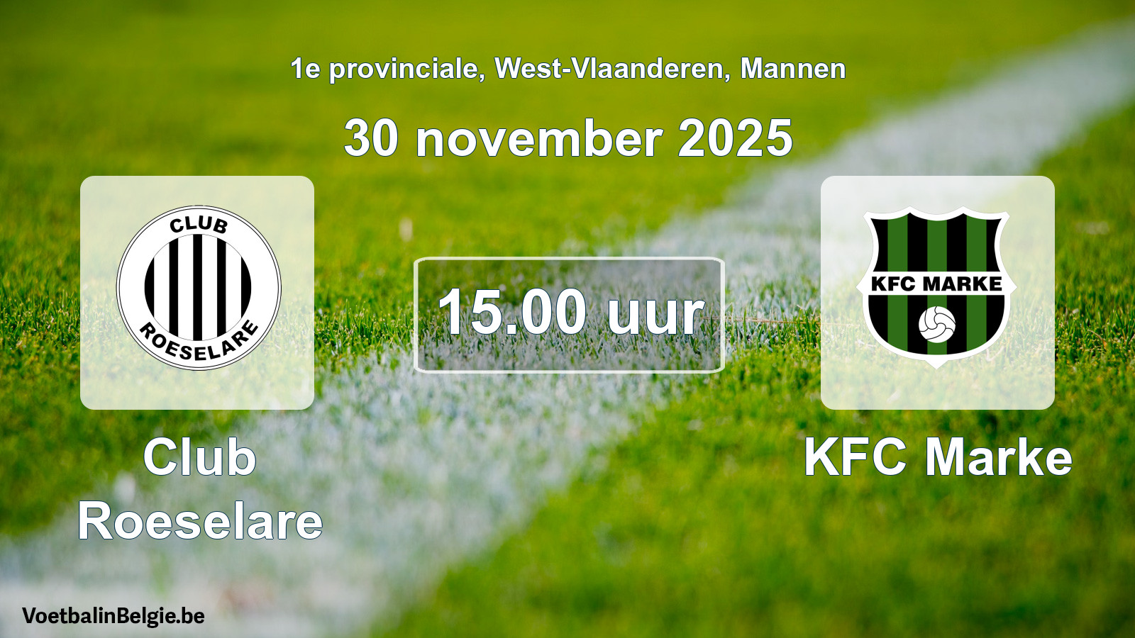 Geplantes Spiel männer-Fußball: Club Roeselare - KFC Marke (30 November 2025)