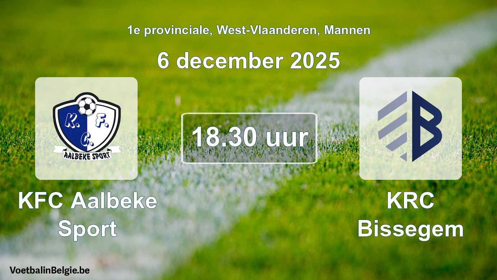 Geplande wedstrijd mannenvoetbal: KFC Aalbeke Sport - KRC Bissegem (6 december 2025)