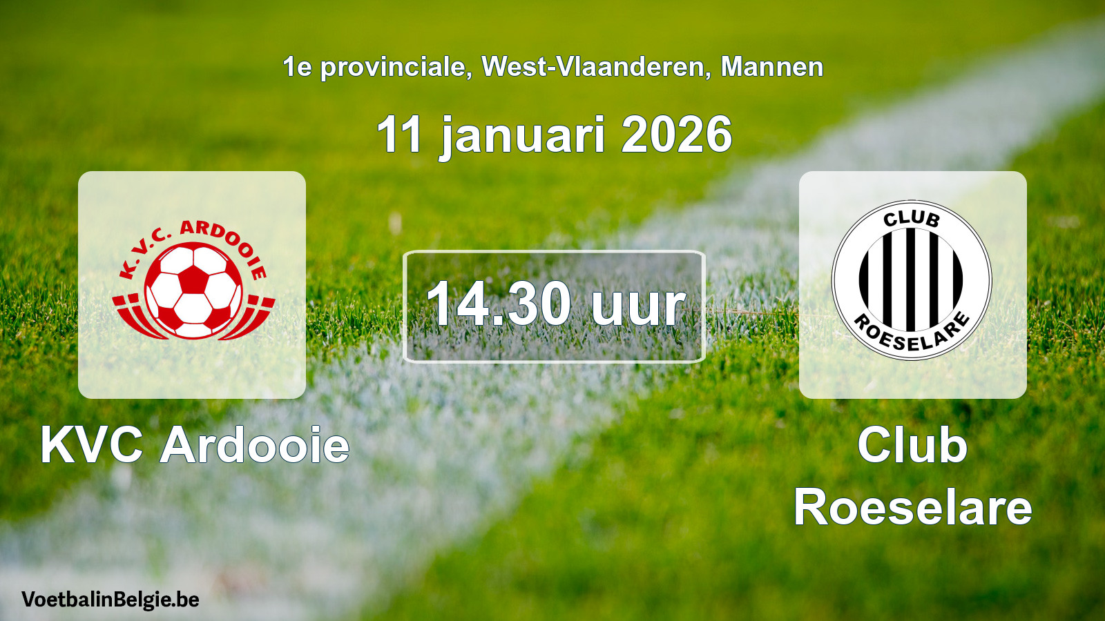 Scheduled match men football: KVC Ardooie - Club Roeselare (11 January 2026)