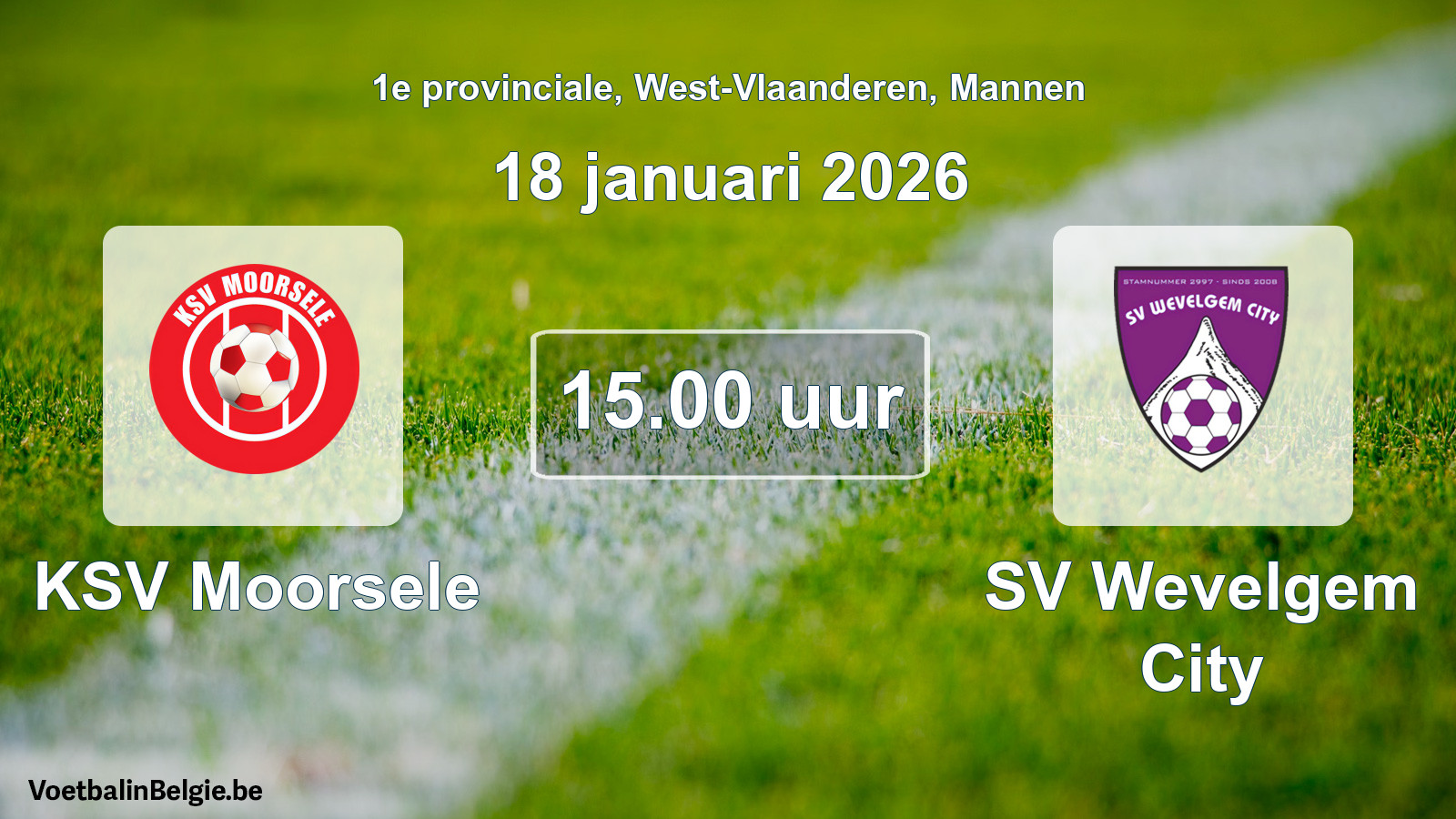 Scheduled match men football: KSV Moorsele - SV Wevelgem City (18 January 2026)