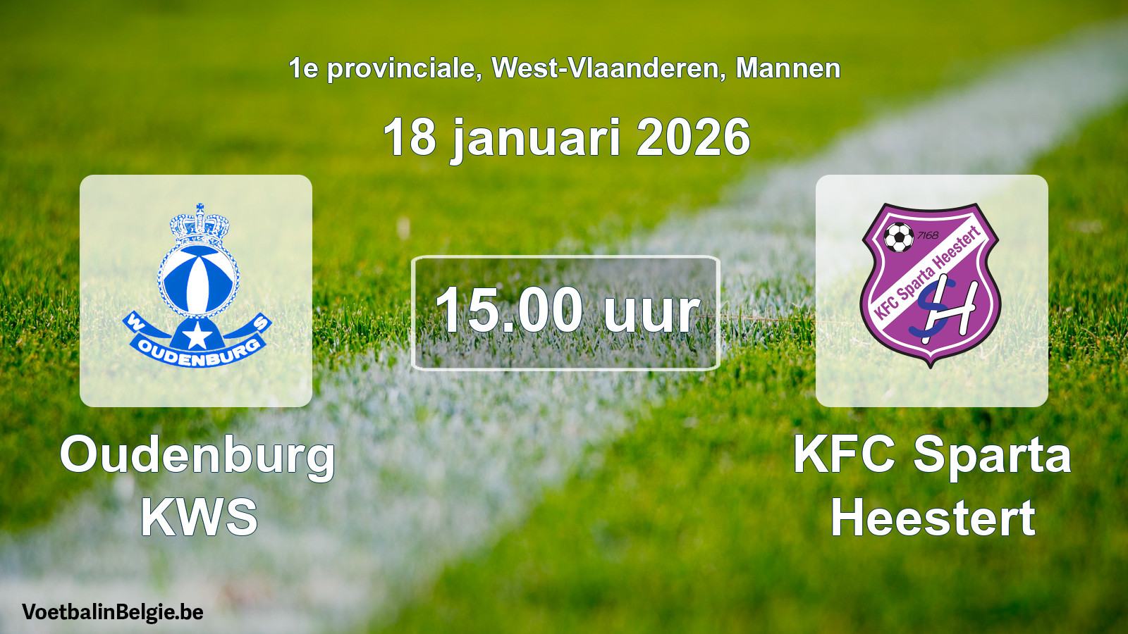 Scheduled match men football: Oudenburg KWS - KFC Sparta Heestert (18 January 2026)