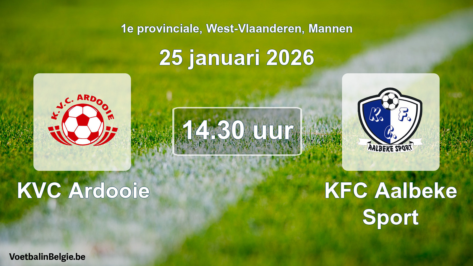 Scheduled match men football: KVC Ardooie - KFC Aalbeke Sport (25 January 2026)