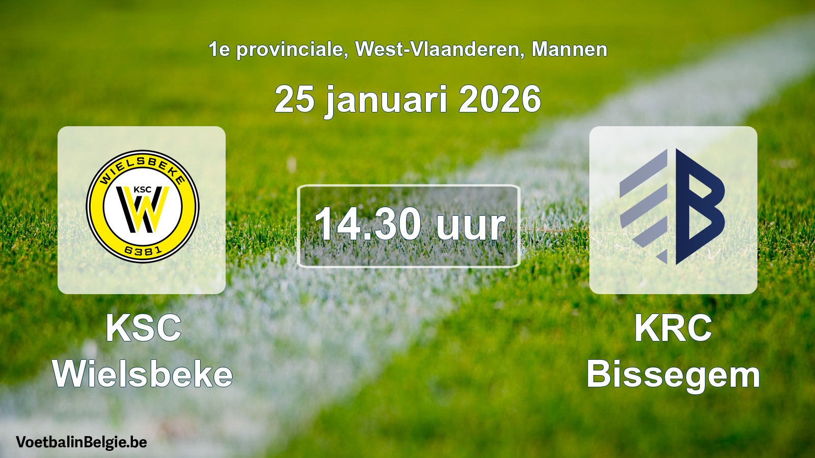 Geplande wedstrijd mannenvoetbal: KSC Wielsbeke - KRC Bissegem (25 januari 2026)