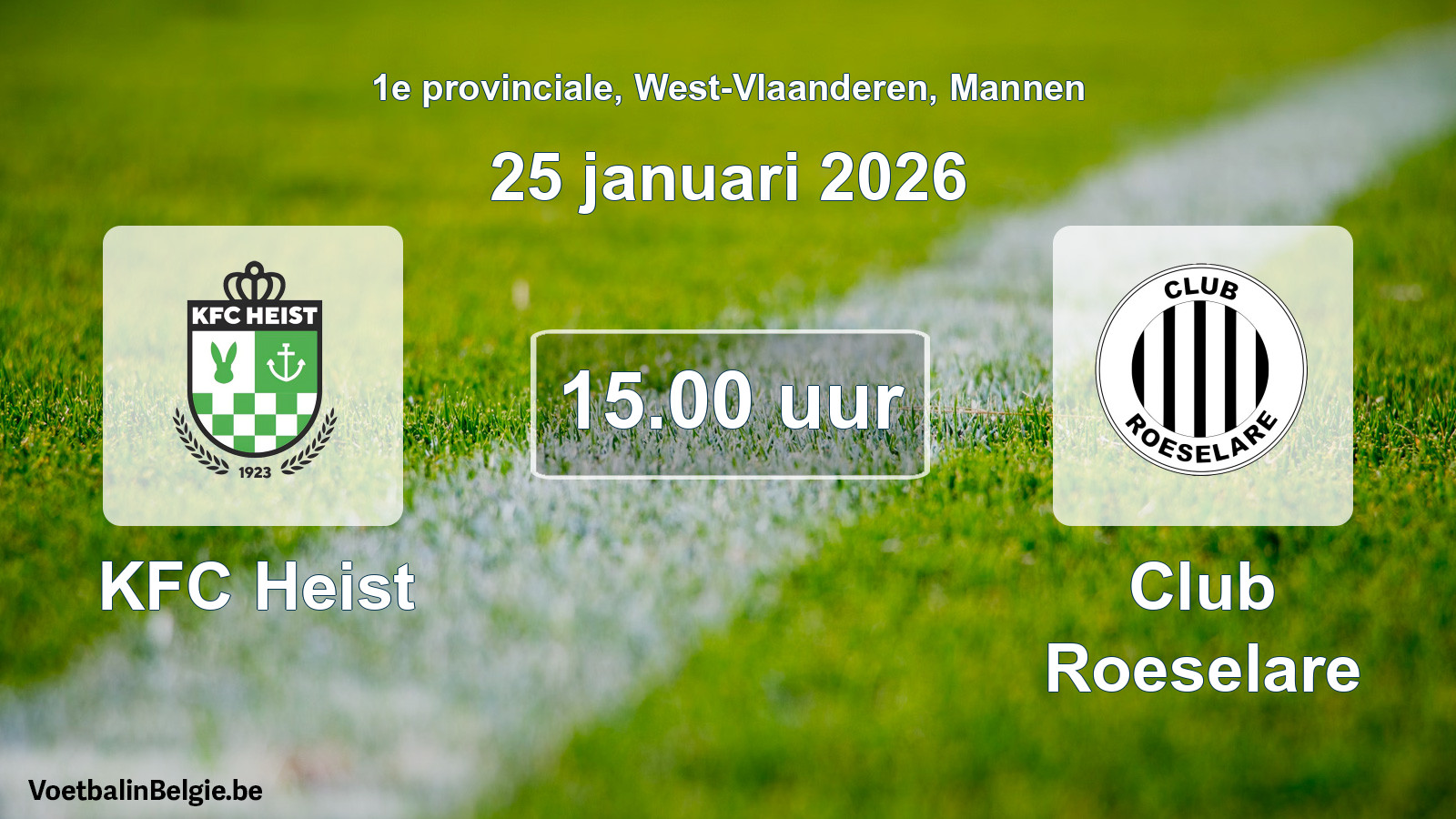 Geplande wedstrijd mannenvoetbal: KFC Heist - Club Roeselare (25 januari 2026)
