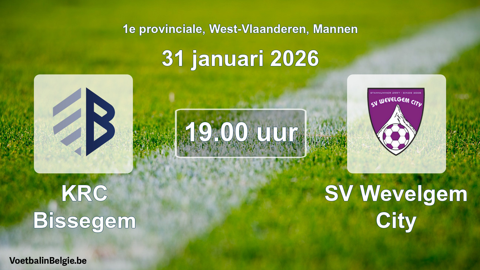 Scheduled match men football: KRC Bissegem - SV Wevelgem City (31 January 2026)