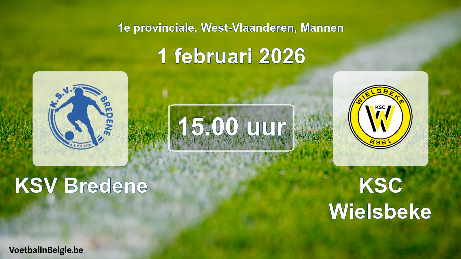 Scheduled match men football: KSV Bredene - KSC Wielsbeke (1 February 2026)
