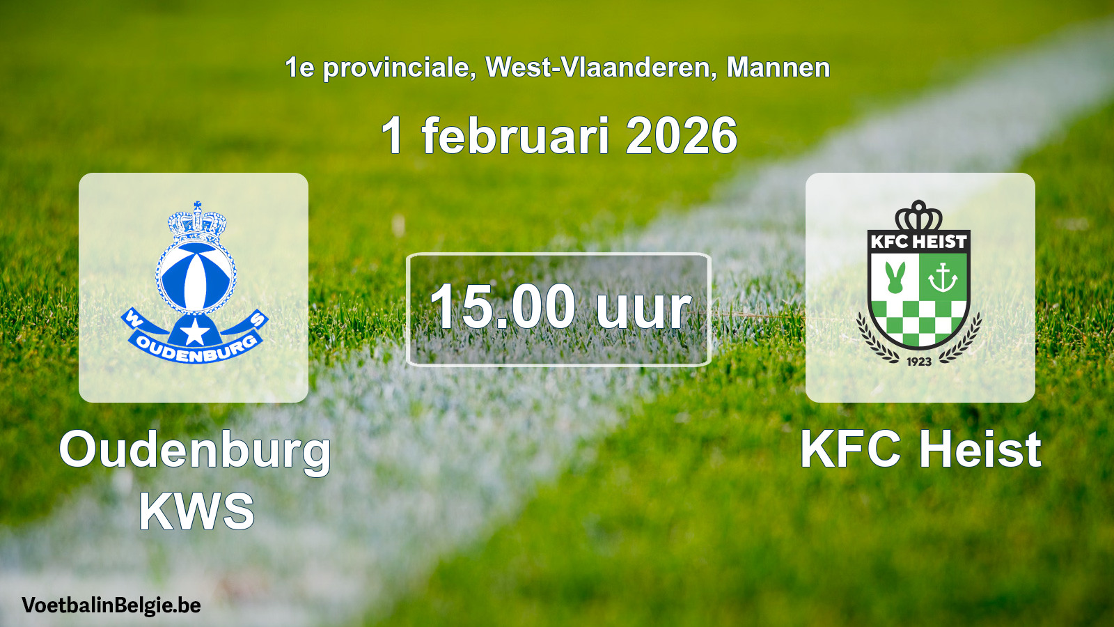 Scheduled match men football: Oudenburg KWS - KFC Heist (1 February 2026)