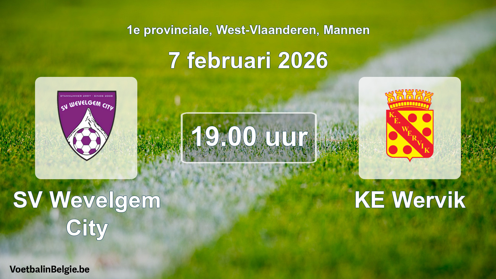 Scheduled match men football: SV Wevelgem City - KE Wervik (7 February 2026)