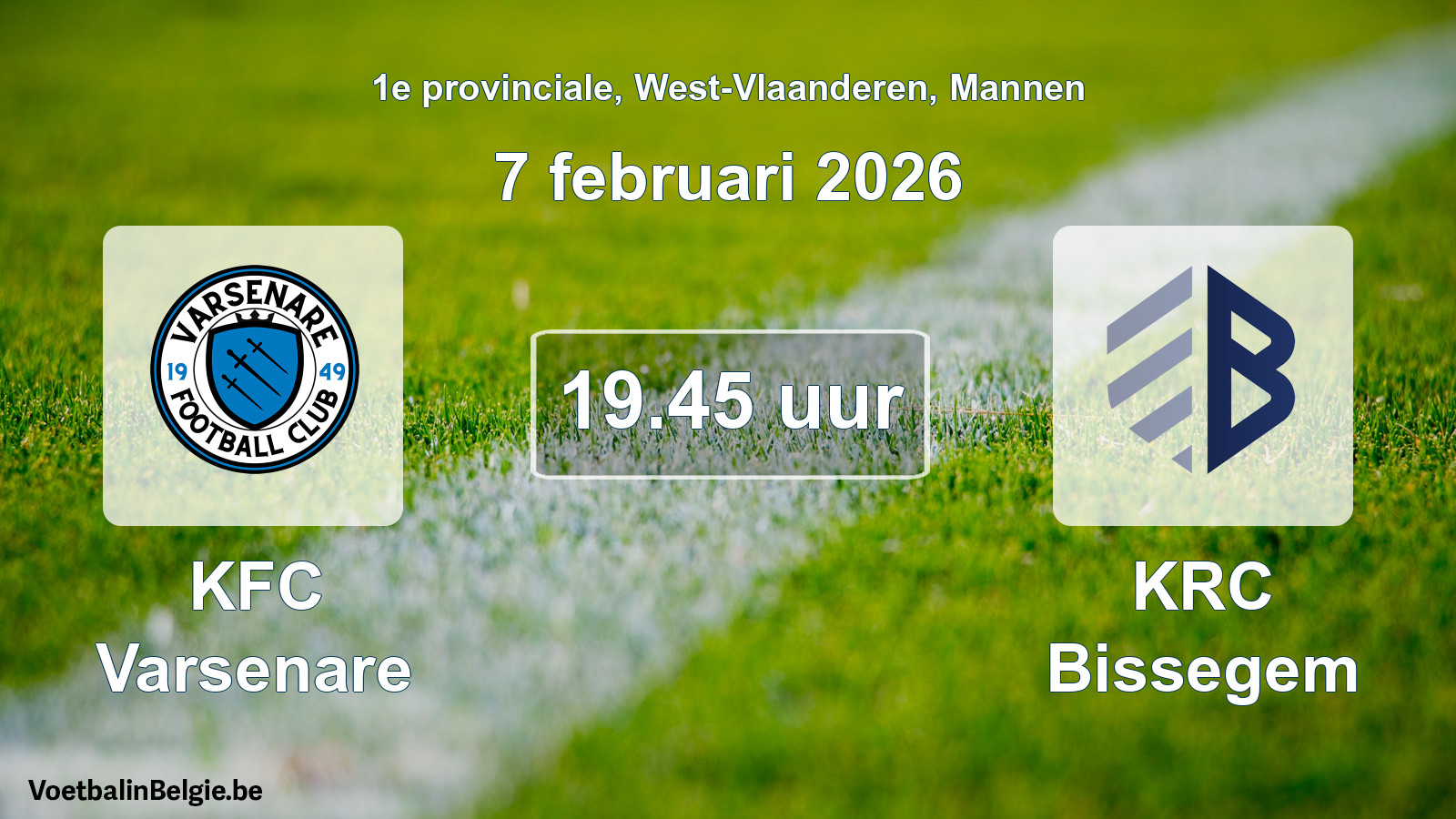 Scheduled match men football: KFC Varsenare - KRC Bissegem (7 February 2026)