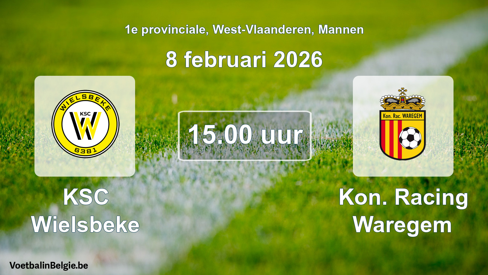 Scheduled match men football: KSC Wielsbeke - Kon. Racing Waregem (8 February 2026)