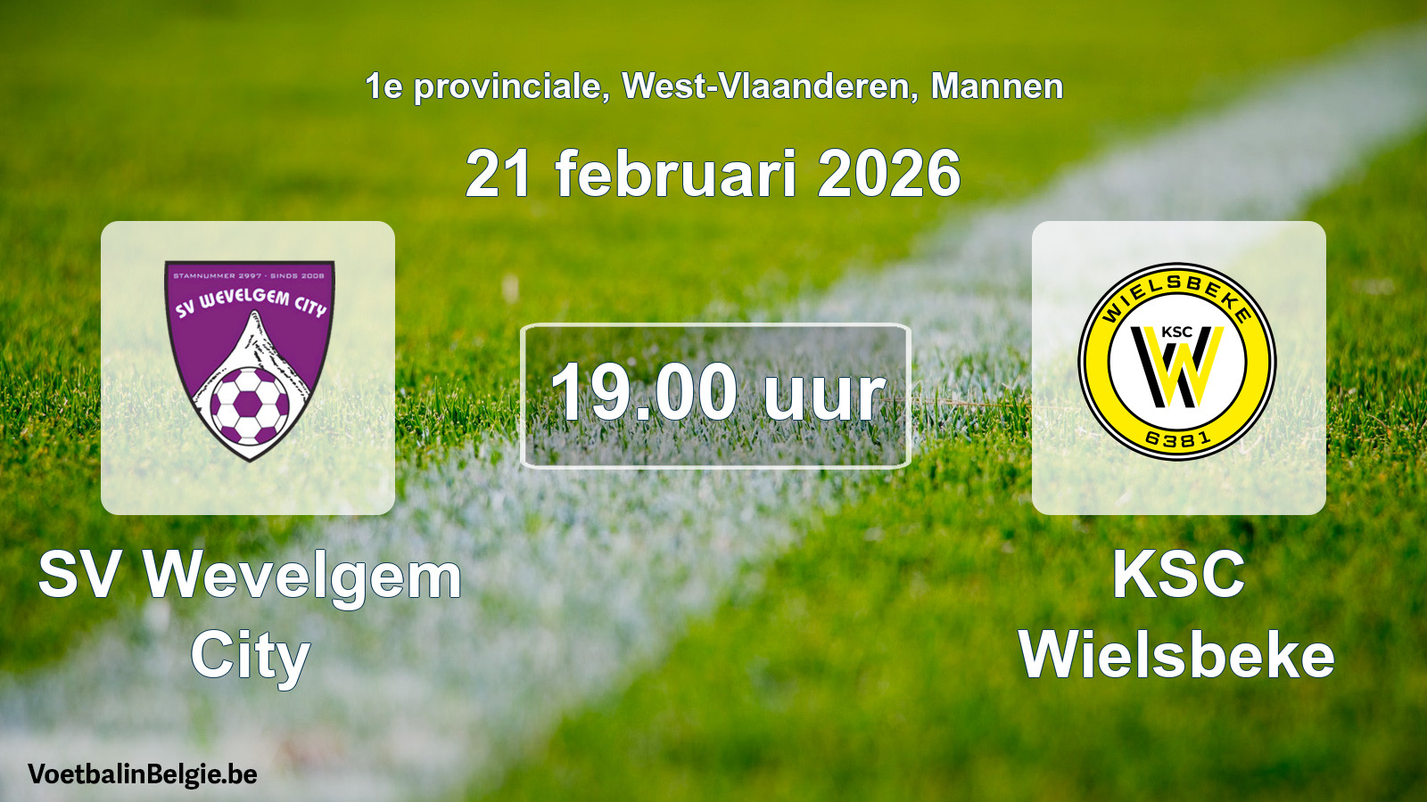Scheduled match men football: SV Wevelgem City - KSC Wielsbeke (21 February 2026)