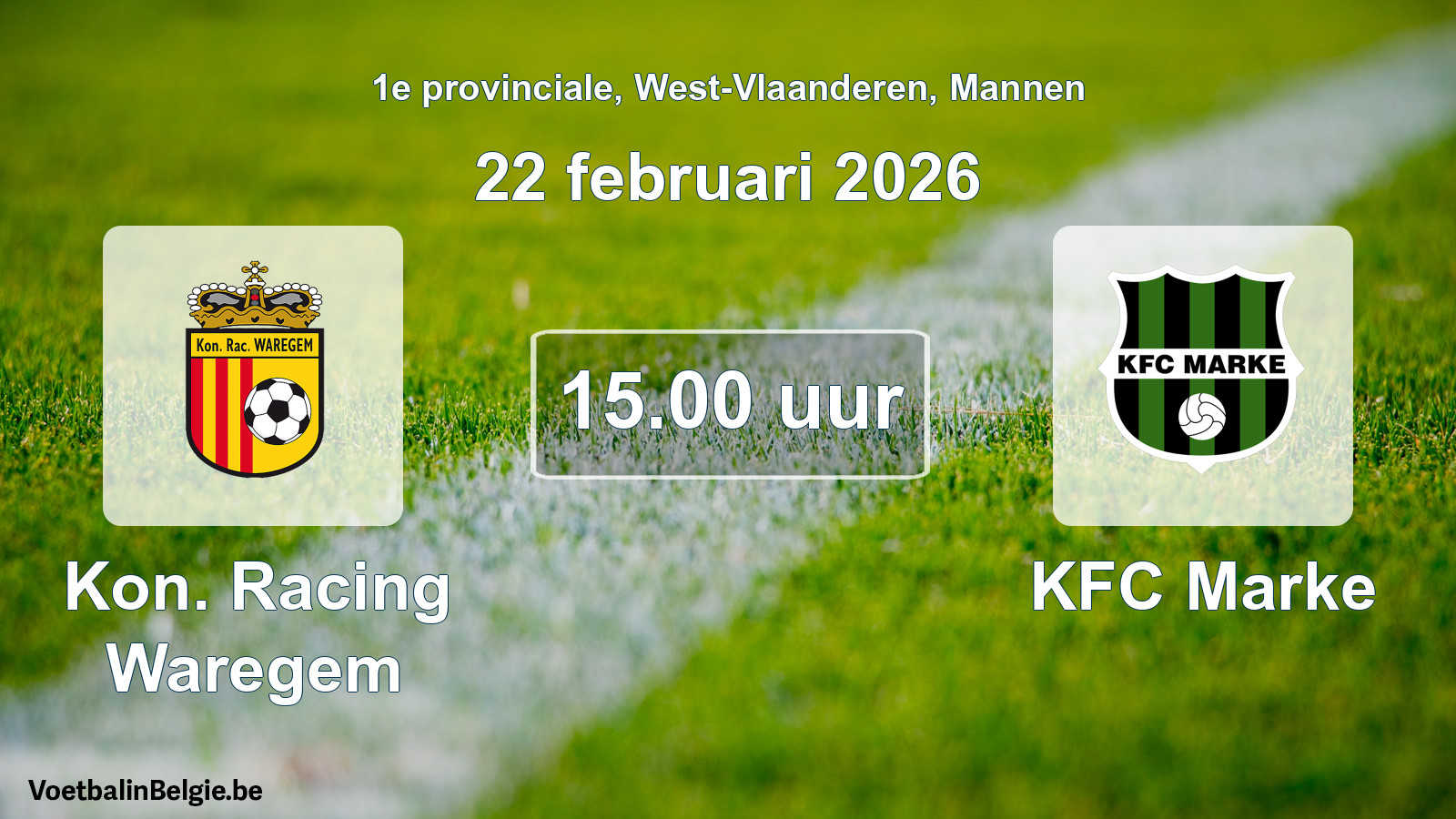 Geplande wedstrijd mannenvoetbal: Kon. Racing Waregem - KFC Marke (22 februari 2026)