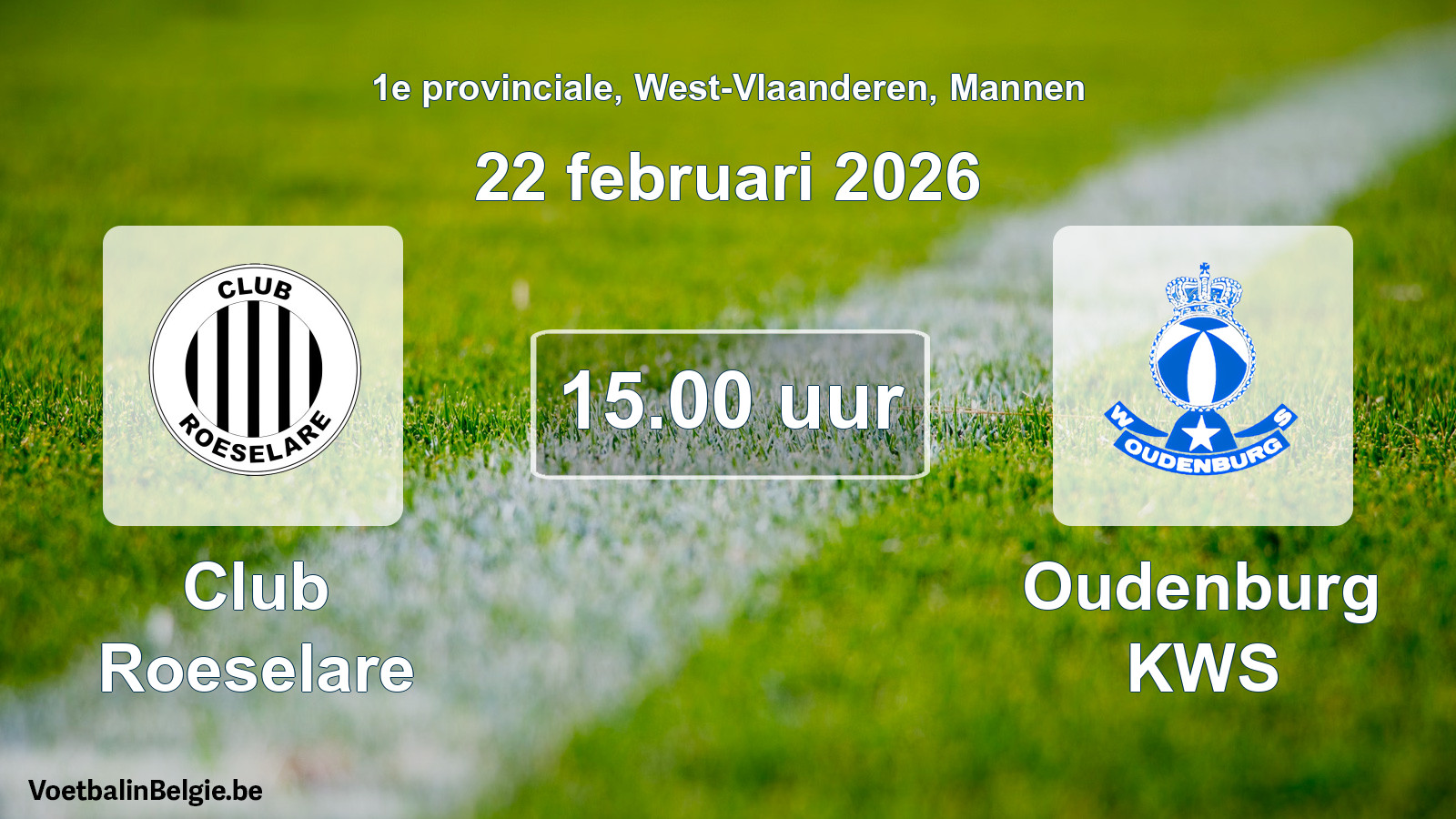 Scheduled match men football: Club Roeselare - Oudenburg KWS (22 February 2026)