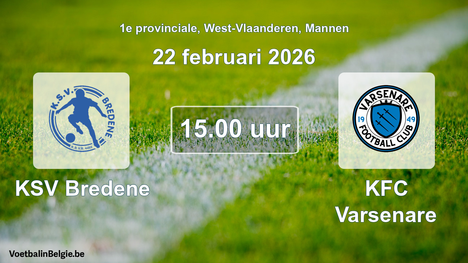 Scheduled match men football: KSV Bredene - KFC Varsenare (22 February 2026)