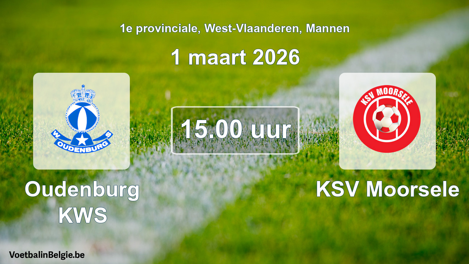 Geplande wedstrijd mannenvoetbal: Oudenburg KWS - KSV Moorsele (1 maart 2026)