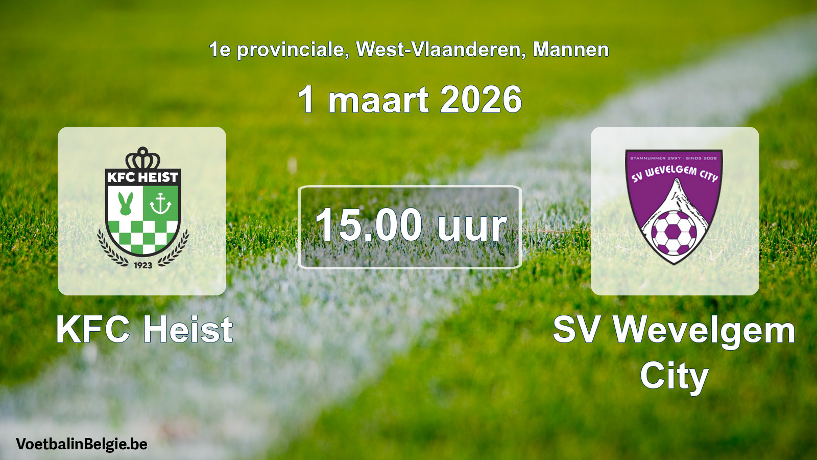 Scheduled match men football: KFC Heist - SV Wevelgem City (1 March 2026)